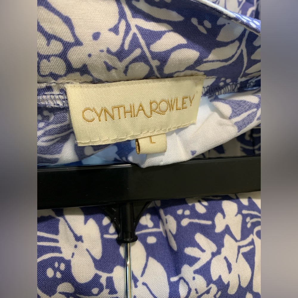 Cynthia Rowley Flowy Blue & White Floral Maxi‎ Skirt Side Pockets Large Coquette - Picture 3 of 6
